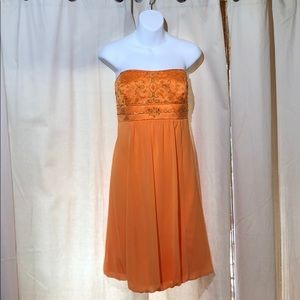 Strapless orange dress